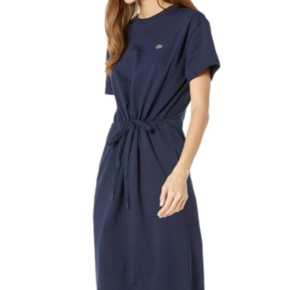 Lacoste Women's Short Sleeve Maxi T-Shirt Dress, Navy, XL